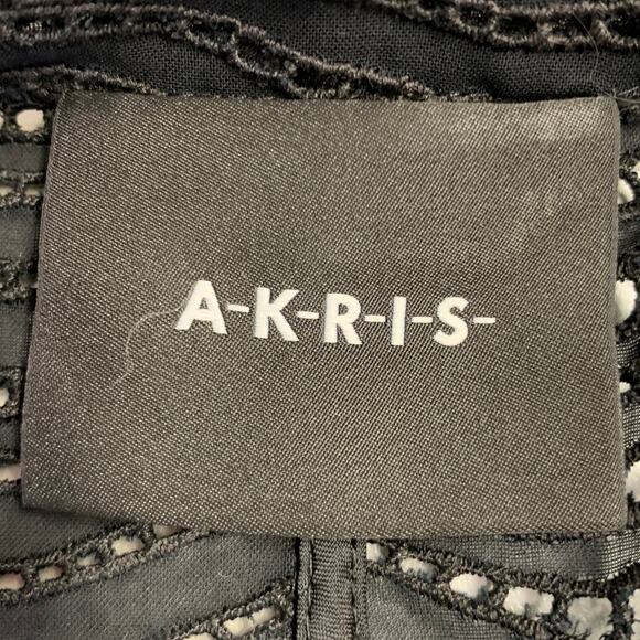 AKRIS Size 6 Black Cotton Eyelet Open Front Jacket Blazer - Picture 5 of 7